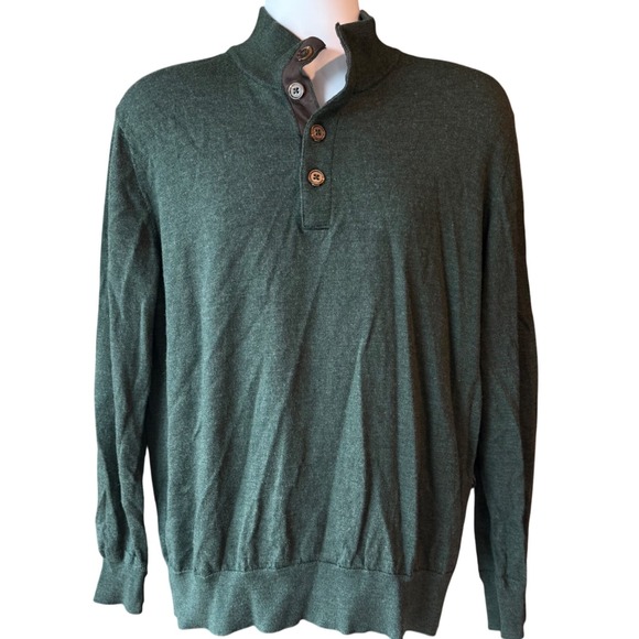 Orvis Merino Wool‎ Button Mock Neck Pullover Henley Sweater Fly Fishing L - Picture 1 of 6